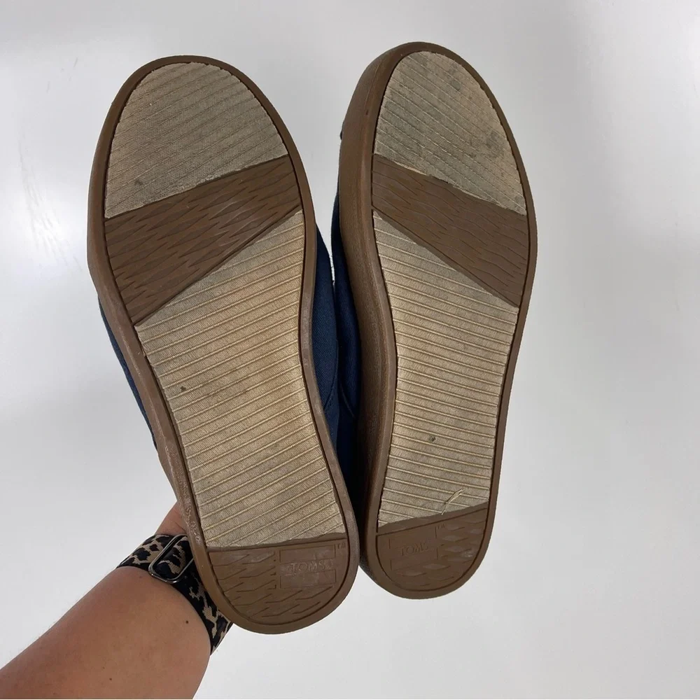 TOMS Paseo Canvas Low Top Lace Up Casual Shoes Blue Brown Men's Size 7 Unisex